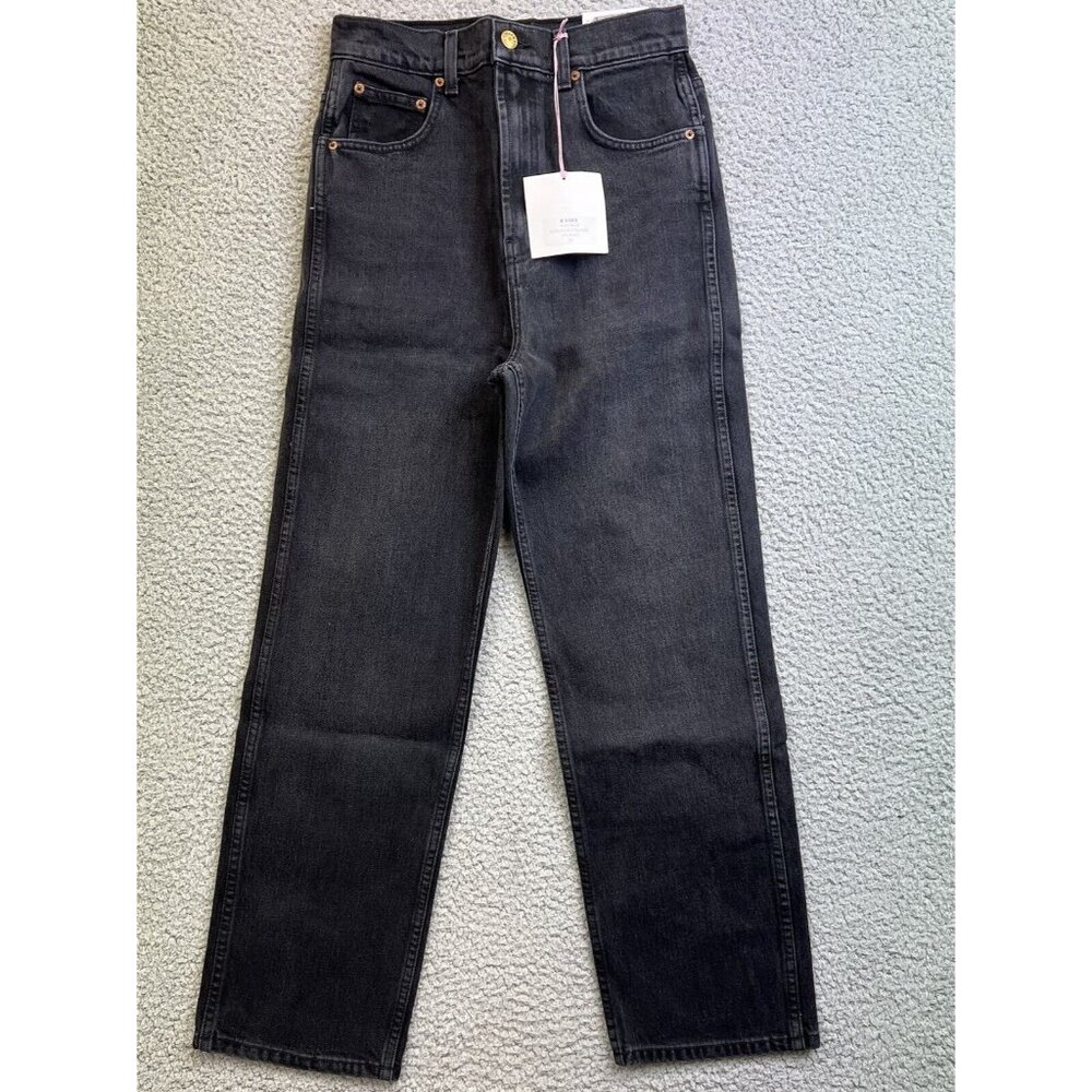 B SIDES Womens High Waist Straight Leg Black Jeans Stonewashed Sz 28 and 29 NEW